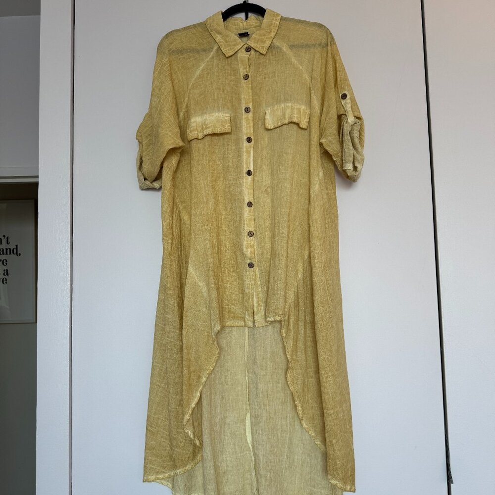 Zury High-Low Button Down Tunic - 100% Cotton - Free Size